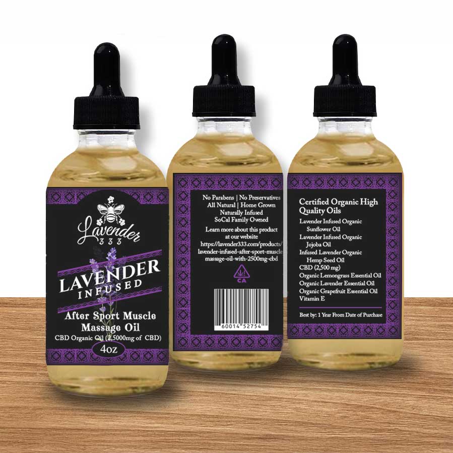 Lavender Infused After Sport Muscle Massage Oil with 2500mg CBD