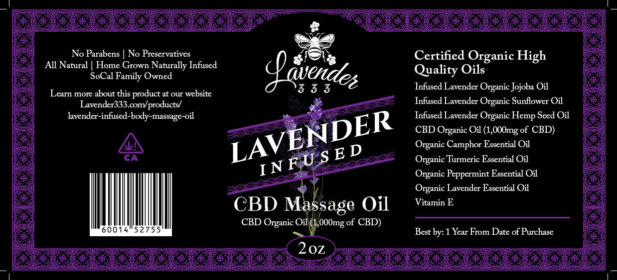 Lavender Infused CBD Massage Oil - 1000mg of CBD