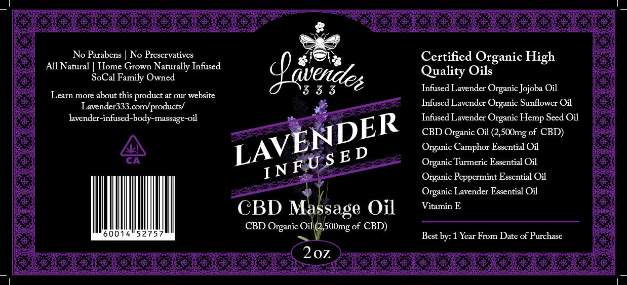 Lavender Infused CBD Massage Oil - 2500mg of CBD