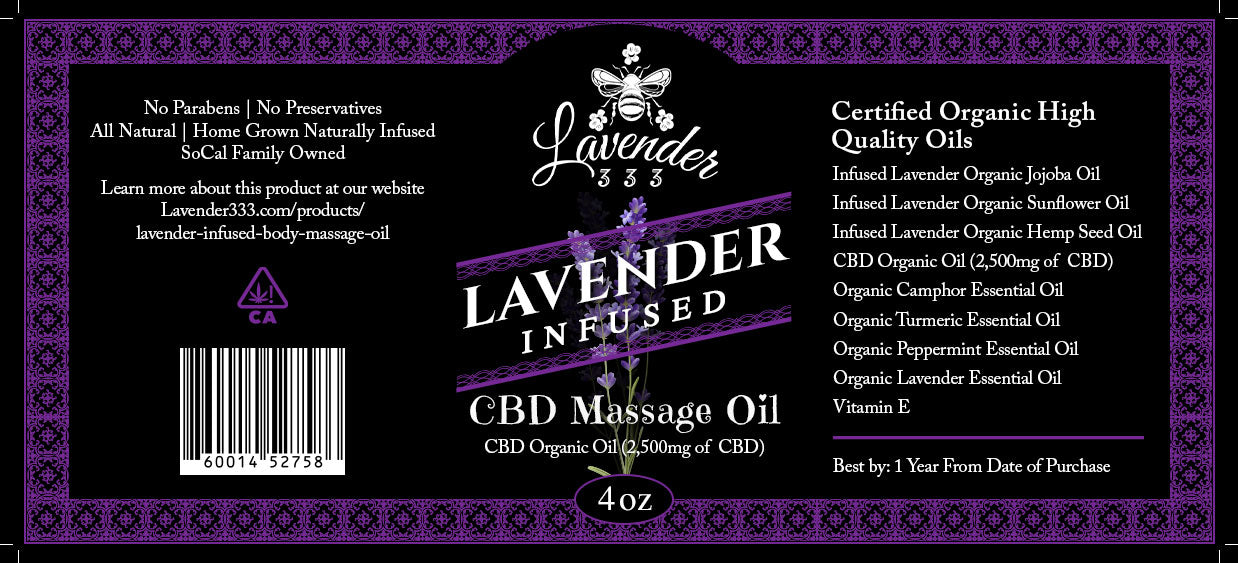 Lavender Infused CBD Massage Oil - 2500mg of CBD