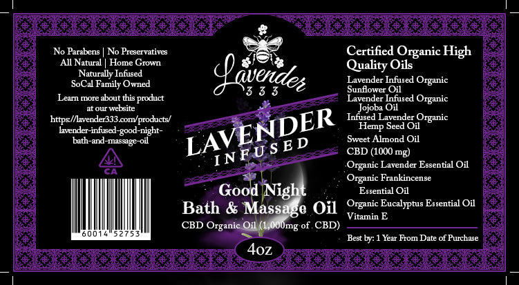 Lavender Infused Good Night Bath And Massage Oil with CBD