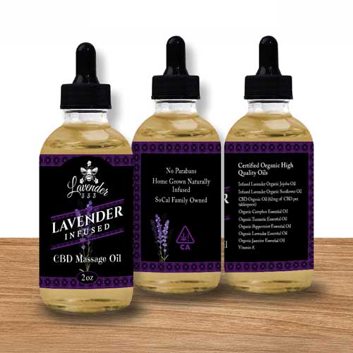 lavender333 lavender infused CBD massage oil 2 oz bottle